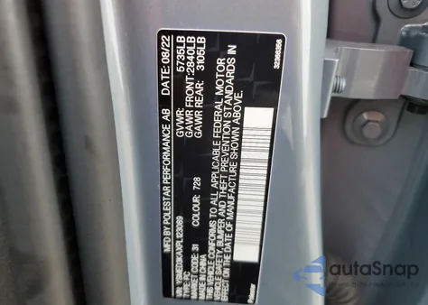 2023 Polestar 2 z USA, uszkodzony, nr VIN YSMED3KAXPL123089